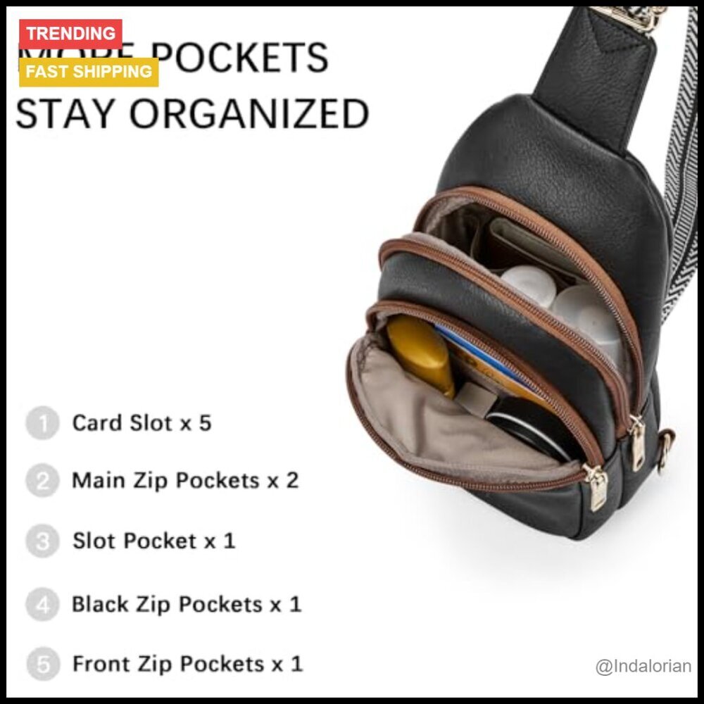 Small Leather Sling Bag Crossbody Fanny Pack Minimal Chic Travel Essentials - Picture 5 of 7